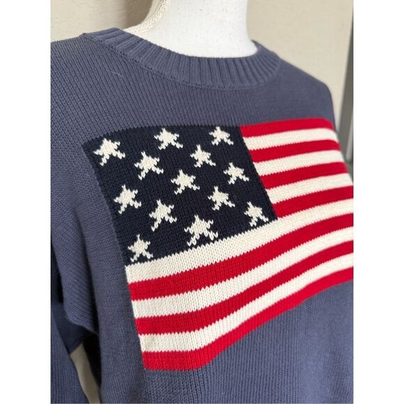 NEW Old Navy Cotton American Flag Knitted Sweater navy Blue Small - Picture 5 of 8
